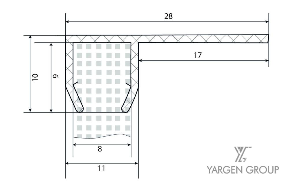 H-profil 8 mm/2,2m rajz