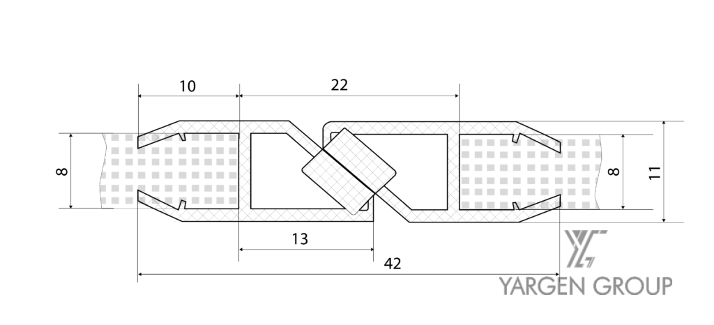 Mágneses profil pár 8 mm/2,2 m 90°-180° rajz