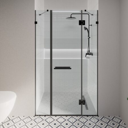 BERNAR nyílóajtós zuhanykabin – fekete