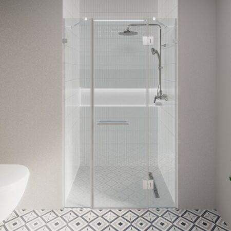 BERNAR nyílóajtós zuhanykabin – szálcsiszolt