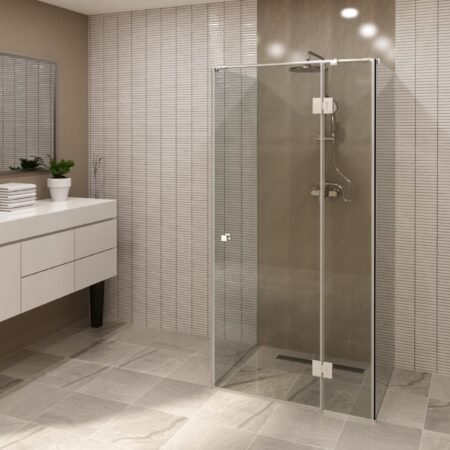 BARNES nyílóajtós zuhanykabin - szálcsiszolt