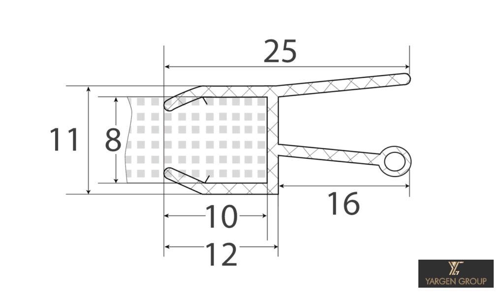 Alsó vízzáró profil 8mm rajz